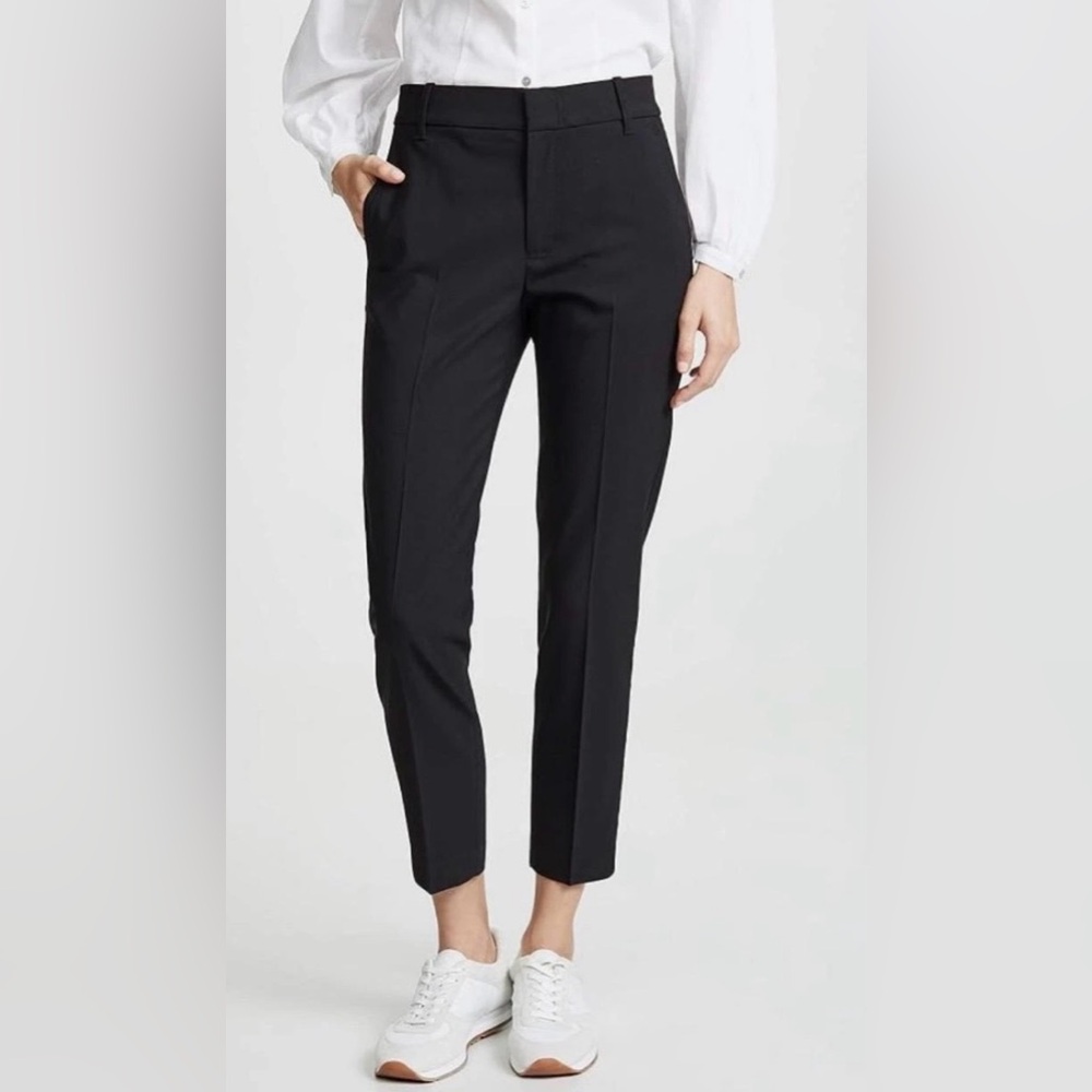 Vince Women’s Black Wool Blend Tapered Leg Trouser Dress Pants High Rise Size 12